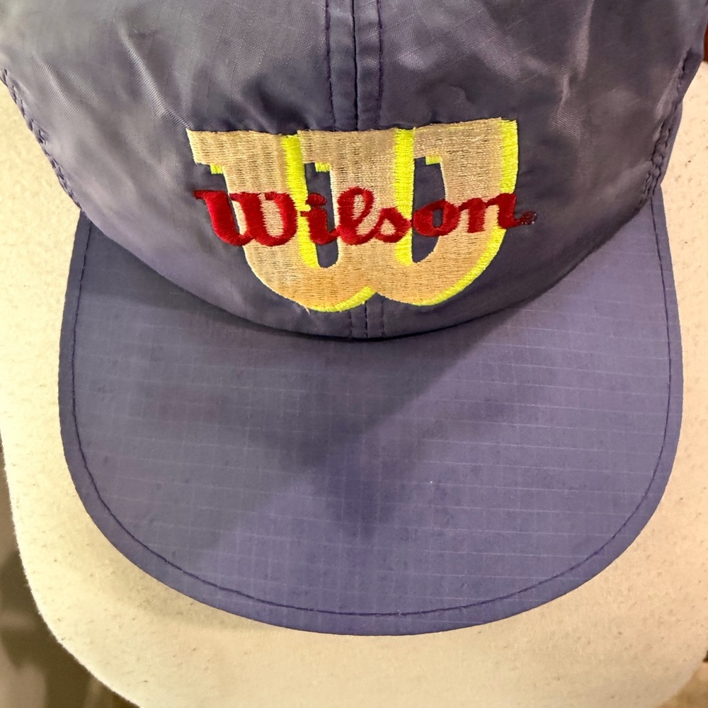Vintage Wilson Tennis Hat Yupoong Made In Korea Nylon Snapback 80s 90s Cap - Picture 2 of 5